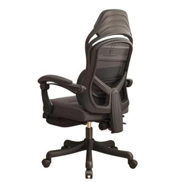 Imagem de Cadeira ergonômica de escritório, Cadeira de malha para computador Cadeira de mesa confortável com apoio para os pés Cadeira de trabalho giratória com rodas para casa, escritório, jogos,Black
