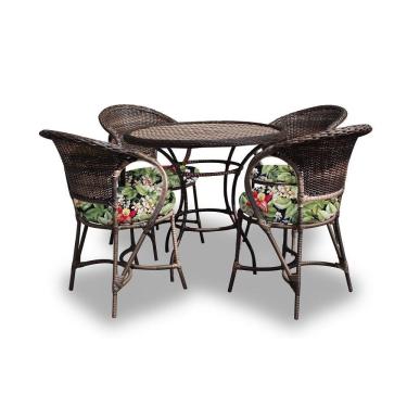 Imagem de Conjunto de Mesa Fibra Sintética Amsterdã 4 Poltronas + 1 Mesa Tecido Saquarema