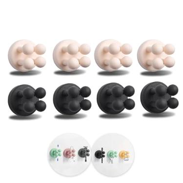 Imagem de 8 peças de suportes de escova de dentes de silicone para banheiros, gancho multifuncional autoadesivo impermeável para pendurar toalha chave cabo para banheiro, cozinha, sala de estar, escritório