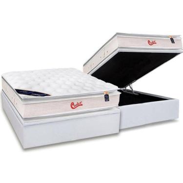 Imagem de Cama Box Baú Casal: Colchão Molas Ensacadas Castor Gold Star Vitagel Slx + Base White(138X188)