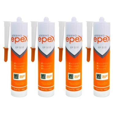 Imagem de Kit 4 Cola Adesivo EP500 Rodateto Rodapé Boiserie 400g Epex