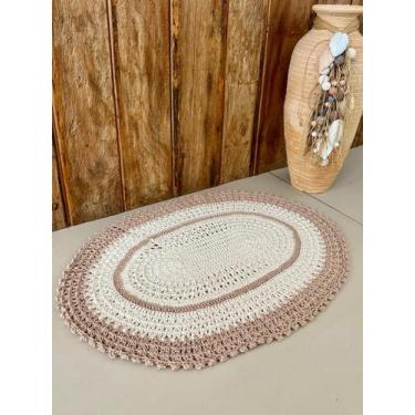 Imagem de Tapete Oval Vezinho Pequeno 65x45cm Crochê Artesanal - Maria Croche Ve
