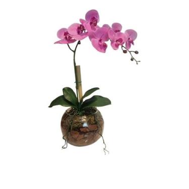 Imagem de Arranjo Aquario Com Orquidea Rosa 40cm mod. 0407 - FLORESCER DECOR