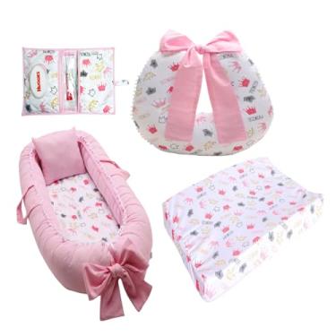 Imagem de Kit Ninho Redutor Bebê + Almofada Amamentação + Trocador Impermeável + Porta Lenço Menina Menino(PRINCESS)