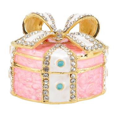 Imagem de Fabater Caixa de Jóias Vintage, Caixa de baú de Esmalte Decorativo de Metal, Briket de Brigas de Bugigangas de Briket Boxes de Armazenamento de Colar, Presentes para Aniversário (Branco mindinho)