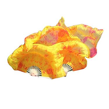 Imagem de Winged Sirenny 110 cm (110 cm) Bandeira Poi fã de seda louvor de adoração juvenil, véu de leque de dança do ventre, conjunto de 2, Chama, 1.1m