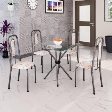 Imagem de Conjunto Sala de Jantar com 4 Cadeiras Lívia Bege / Prata