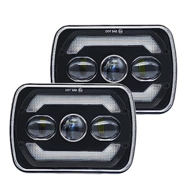 Imagem de CIADAZ 2 unidades de faróis de LED de 7 polegadas aprovados 7x6 faróis de LED de 5x7 polegadas com farol alto/baixo branco DRL pisca-pisca âmbar farol quadrado de 7 '' 6000K 180W IP67 à prova d'água