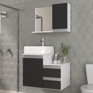 Imagem de Conjunto Gabinete Banheiro Cross 60 (gabinete+espelheira+cuba) Branco 