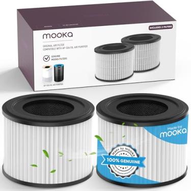 Imagem de Pacote com 2 filtros purificador de ar MOOKA AP-S0610L, filtro HEPA verdadeiro 3 em 1, filtro de ar de carbono ativado de alta eficiência para fumaça, odor, pelos, pólen