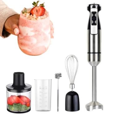 Imagem de Processador Mixer de Mão 1000W Vertical 5 em 1 Turbo Whey Bebidas Sopas (Prata 220V)