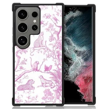 Imagem de FKBRCL4U Capa para Samsung Galaxy S24 Ultra, Design Gráfico para Meninas Meninos Silicone Macio Acrílico Rígido Proteção contra Choque Projetada para Samsung Galaxy S24 Ultra French Pink Toile