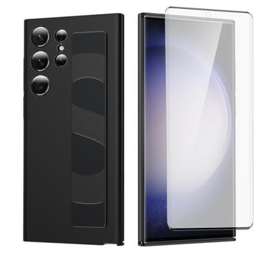 Imagem de Furiet Capa de telefone para Samsung Galaxy S23 Plus S23+ 5G com protetor de tela de vidro temperado, alça de pulso resistente TPU antiderrapante fina suporte fino para S23plus 23S + S 23 23+ SM-S916U