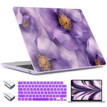 Imagem de TWOLSKOO Compatível com capa M4 MacBook Air de 15 polegadas lançado em 2025-2023 modelo M4 A3241 M3 A3114 M2 A2941, capa rígida de plástico, protetor de tela, capa de teclado e adaptador tipo C