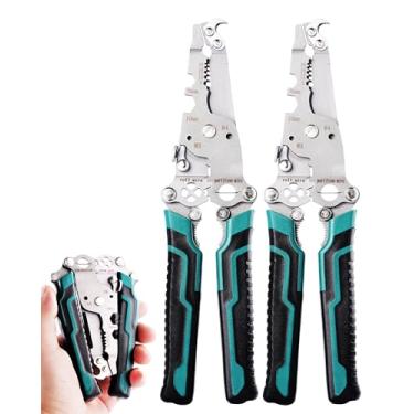 Imagem de Crimpador de descascador de fios dobrável, ferramenta de decapagem de fio multifuncional, elétrico, cortador de cabo elétrico, cortadores de cabo com alicate, crimpador, torção, divisão, 2 peças