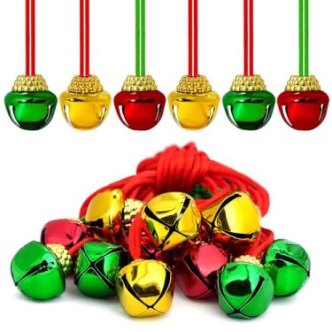 Imagem de Palotay Colar de sino de Natal, colar de sinos de Natal, presentes para mulheres, vermelho, verde, decorações de Natal, acessórios de festa, Ferro, Sem Pedra Preciosa