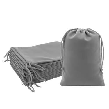 Imagem de Mandala Crafts Mini sacos de veludo cinza com cordão 5 x 7 cm – 100 pequenas bolsas de veludo com cordão a granel para lembrancinhas de festa e casamento, embrulho de presente, embalagem e sacolas de