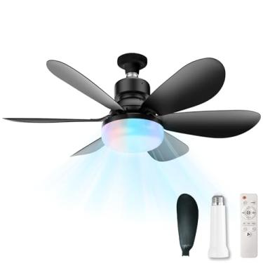 Imagem de MIMIRGB Ventilador de luz com controle remoto, pequenos ventiladores de teto com luzes, temporização inteligente regulável em 3 cores, soquete base E26, ventilador de teto para quarto, sala de estar