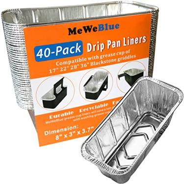 Imagem de MeWeBlue Forros de copo de graxa (pacote com 40), forros coletores de graxa para pedra negra, bandeja coletora de alumínio compatível com 91,44 cm 76,2 cm 71,12 cm 55,88 cm 43,12 cm