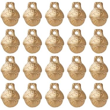 Imagem de CREATCABIN 30 peças de sinos de latão tibetano para artesanato vintage antigo pingentes de sinos de latão mini pingente de artesanato para coleira de cachorro artesanato decoração de porta de casa