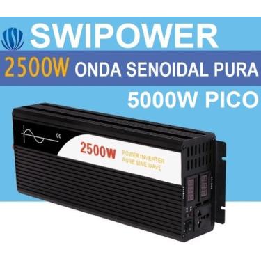 Imagem de Inversor 12v 110v 127v 2500w / 5000w 60hz Onda Senoidal Pura SWIPOWER