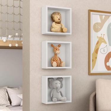 Imagem de Kit 3 Nichos Decorativos Quadrado Joy Branco - M.a - A Móveis Araponga