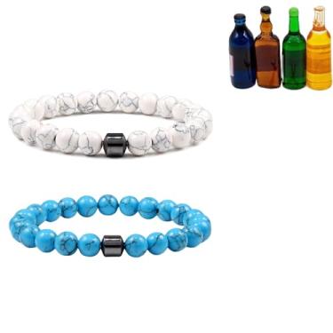 Imagem de BlingNook Pulseira Glame antiálcool para mulheres, pulseiras de sobriedade com contas ajustáveis Hemys Hematita reduzem o desejo de beber, aliviam a ansiedade e o estresse. Joias masculinas, One Size