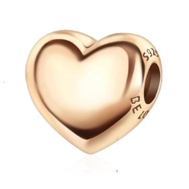 Imagem de Amieween Pingentes de coração para pulseiras e colares Pandora, pequenos pingentes de coração banhados a ouro rosa para mulheres, pingente preenchido em ouro rosa, presentes para o Natal, Dia dos