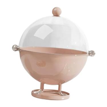 Imagem de IEUDNS Fruteira com tampa, suporte decorativo, pedestal, cesta, armazenamento de alimentos, tigela para casa, escritório, sobremesa, mesa, Rosa