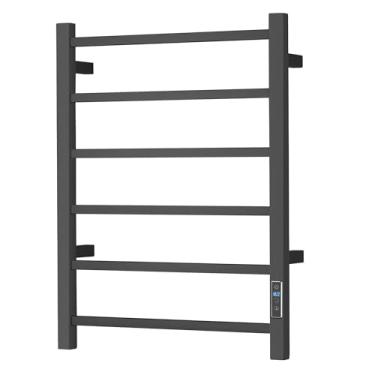 Imagem de SHARNDY Aquecedor de toalhas com temporizador embutido para banheiro montado na parede aquecedor de toalha de banho Plug-in Toalheiro elétrico aquecido preto ETW13S