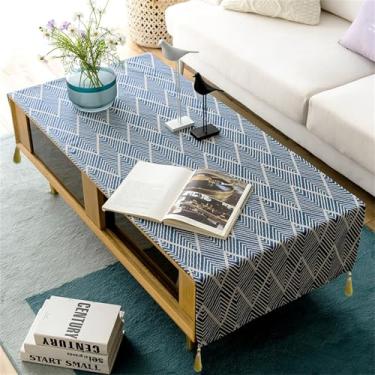 Imagem de Utobanh Toalha de mesa de café com borla, pequenas toalhas de mesa retangulares para lavadora de mesa lateral, secadora e geladeira, capa contra poeira 162 x 61 cm