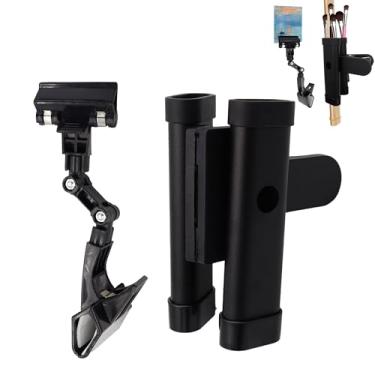 Imagem de Suporte de pincel de pintura de cavalete, suporte de baqueta de liberação rápida com clipe de cópia de papel ajustável, organizador de pincéis e clipe de papel de cabeça dupla para monitor de