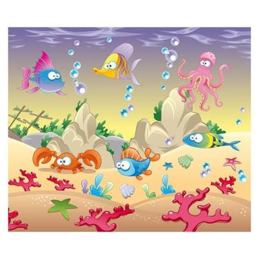 Imagem de Papel de Parede Adesivo Infantil Fundo do Mar Quarto Menino Menina - 6
