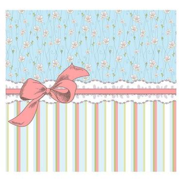 Imagem de Papel de Parede Adesivo Infantil Flores Laço Quarto Menina - 779pcp - 