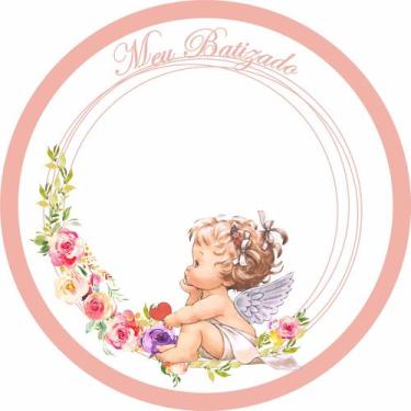 Imagem de Painel de Tecido Sublimado Redondo Batizado c/ Elástico 1,5x1,5m - Fab