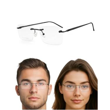Imagem de Armação de Óculos Sem Aro C7 Balgrif Leve Retangular Feminino Masculino (PRETO)