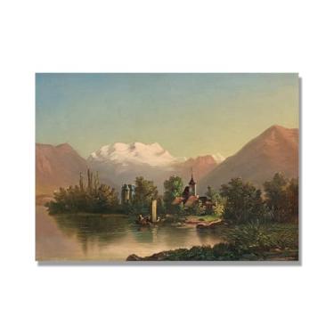 Imagem de Pinturas a óleo famosas, (paisagem 23) por Ferdinand Hodler, reprodução impressa em tela, arte de cenário para decoração de sala de estar. Somente tela de 70 x 98 cm - 27,5 x 38,6 pol