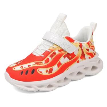 Imagem de Jakcuz Tênis infantil para meninos, meninas, atlético, academia, tênis, leve, confortável, infantil, casual, Laranja, 17