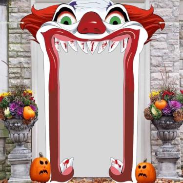 Imagem de Zliisang Banner grande para varanda de festa de Halloween Coringa Feliz Dia das Bruxas para decoração de porta suprimentos de pendurar para fotos de aniversário para cabine de fotos de aniversário