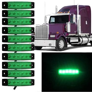 Imagem de Eaglerich 10 peças 24v 9.7 cm 6 LED verde marcador de led lateral marcador de reboque luz de marcador led para caminhões luz marcador de cabine marcador RV luz verde marcador de luz traseira