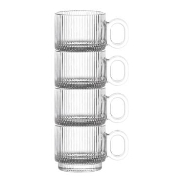Imagem de Haüskraft- Caneca de vidro graffiato transparente 95 ml 4 peças