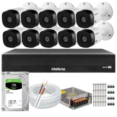 Imagem de Kit Cftv 8 Cameras Full Hd 1220b 1080p Intelbras Dvr 3116c Inteligência Artificial com hd 2tb