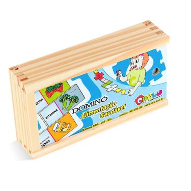 Imagem de Dominó Alimentação Saudável - 28 peças - Madeira - 1591 - Carlu