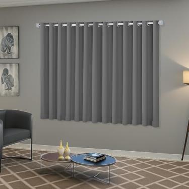 Imagem de Cortina Blackout/Blecaute Sala e Janela em Tecido 2,20m x 1,30m Ilhós Cromado Solaris (Chumbo)