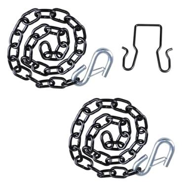 Imagem de Tnyeobae Corrente de segurança de reboque de 3/40.6 cm x 68.6 cm com ganchos S de 3/20.3 cm, aço grau 30, capacidade de 1,5 kg, acabamento preto, corrente de reboque resistente à ferrugem para trailer