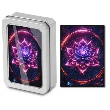 Imagem de Black Lotus – Caixa de cartão de alumínio MTG transparente frontal, cartões rígidos claramente espessos, segurando totalmente cartões de 100 CT (63 x 92 mm), presente para jogadores e colecionadores