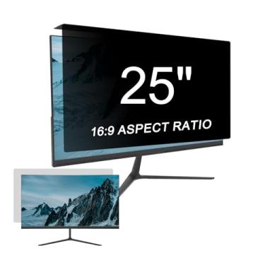 Imagem de LYLSMGS Pacote com 2 telas de privacidade para pendurar monitor de 63,5 cm, painel protetor de tela de acrílico removível, proteção ocular com luz azul antirreflexo para monitor de computador de mesa