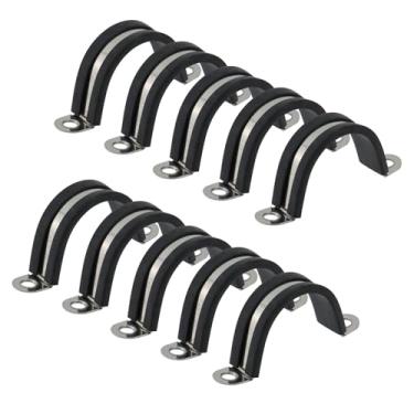 Imagem de Oedema 10 peças de braçadeira de conduíte de suporte em U braçadeira de tubo rígido acolchoada de borracha braçadeira de tubo em U braçadeira de mangueira de anel de conexão para fixação de vários