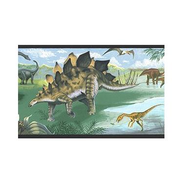 Imagem de Borda preta de papel de parede de dinossauro RG74165