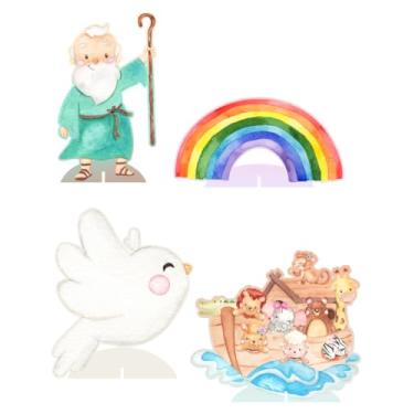 Imagem de KIT 4 Displays Arca de Noé 20cm - Vinil Fosco Sem Reflexo - Totem Decoração Festa Infantil Aniversário